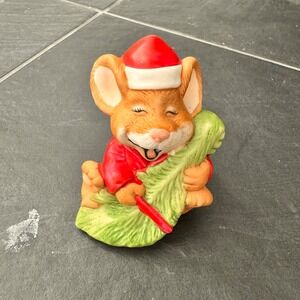 VTG Simson Giftware Ceramic Christmas Cute Miniature Mouse Figurine Taiwan